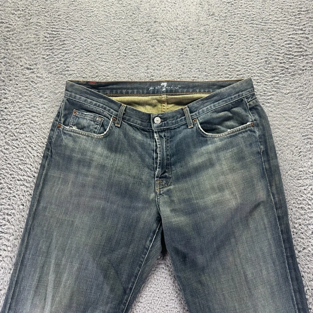 Vintage 7 For All Mankind Jeans Men 36x33 Blue Cotton Denim Straight Relaxed USA